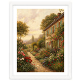 Idyllic Sunlit Cottage Garden Oil Painting thumbnail