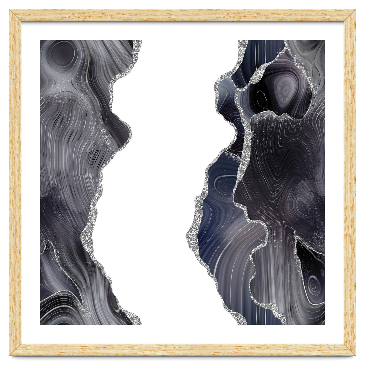 Black & Silver Glitter Agate Texture 05