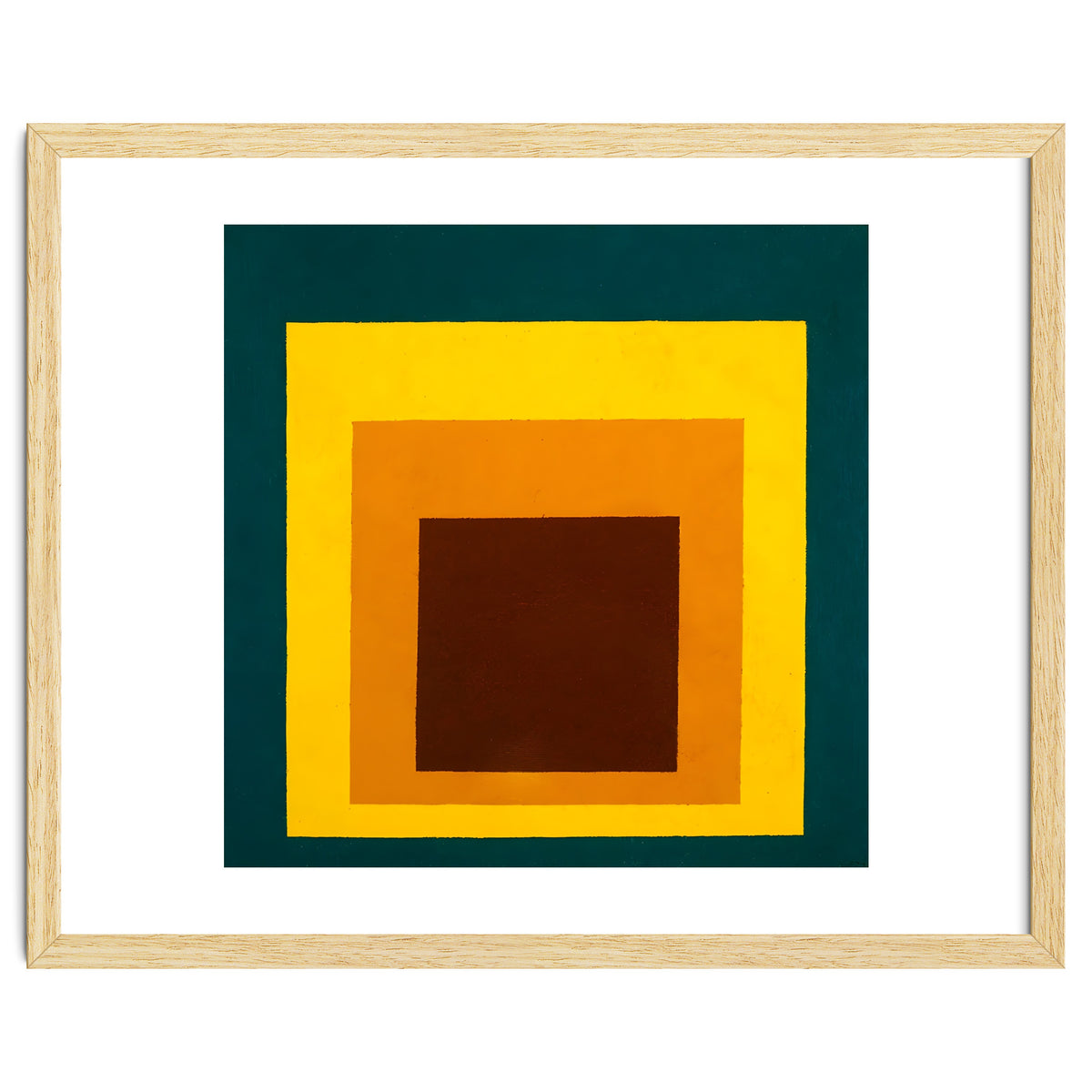 JOSEF ALBERS - HOMAGE TO THE SQUARE DARK GREEN YELLOW ORANGE BROWN