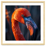 Close Up Flamingo Head Vibrant Orange Plumage thumbnail