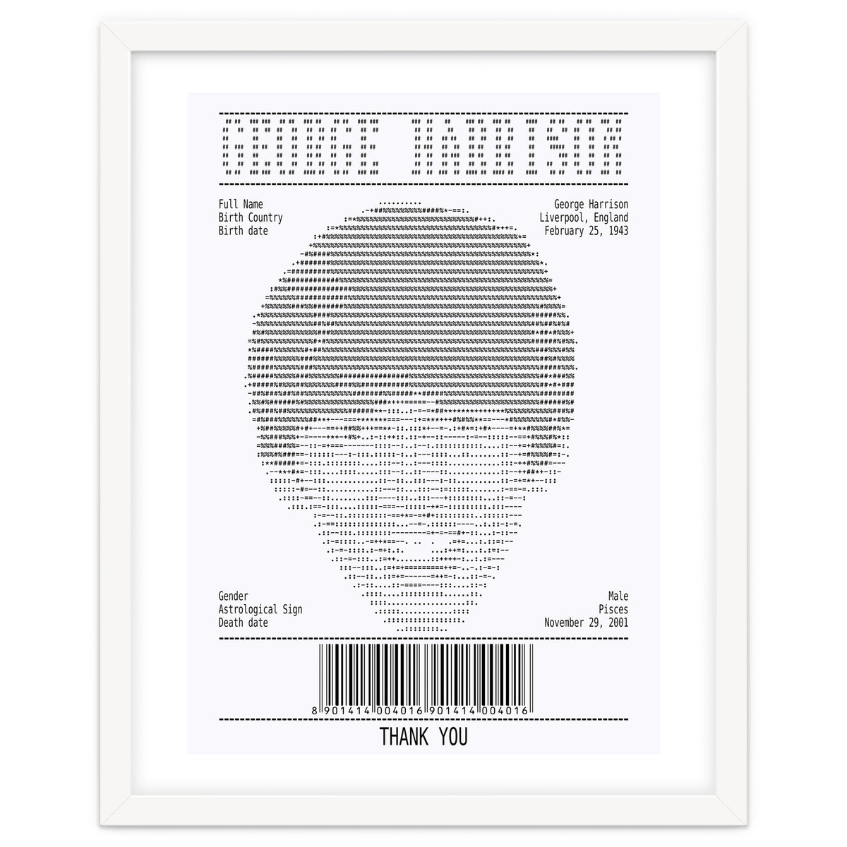 Receipt Art George Harrison