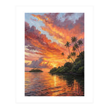 Impressionist Tropical Sunset Over Paradise Island (Print Only) thumbnail