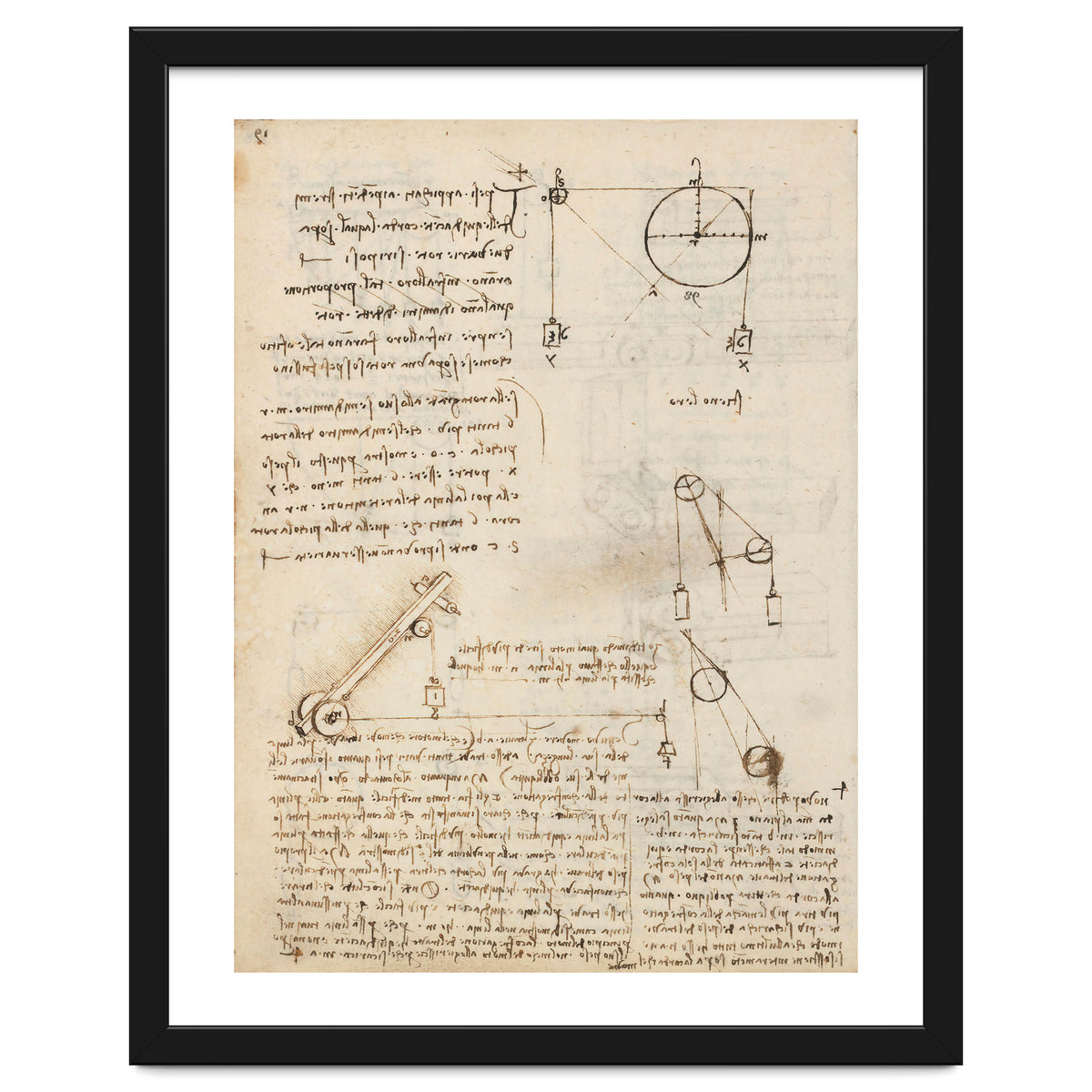 Folio f 172v. Codex Madrid I (Ms. 8937) "Treaty of statics and mechanics", 192 folios with 384 pa...