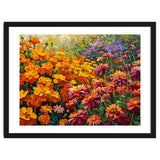 Radiant Summer Zinnia and Marigold Meadow Oil Painting thumbnail