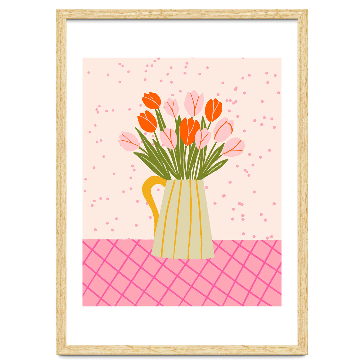 Tulips in a vase - pink and orange