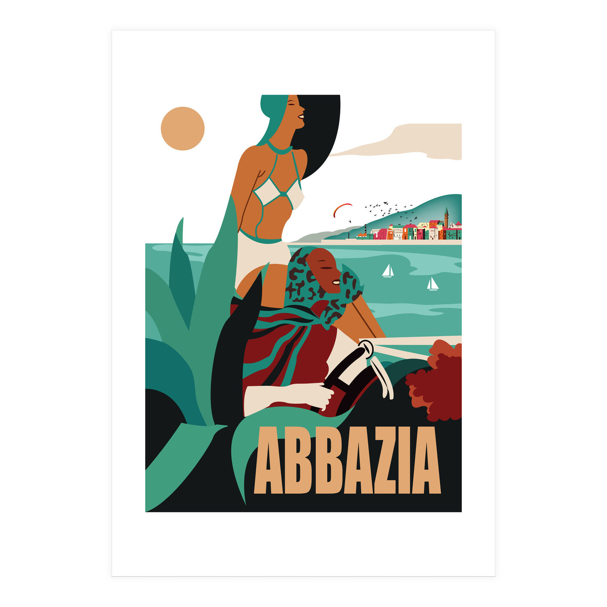Abbazia, Two Ladies on a Drive (Print Only)