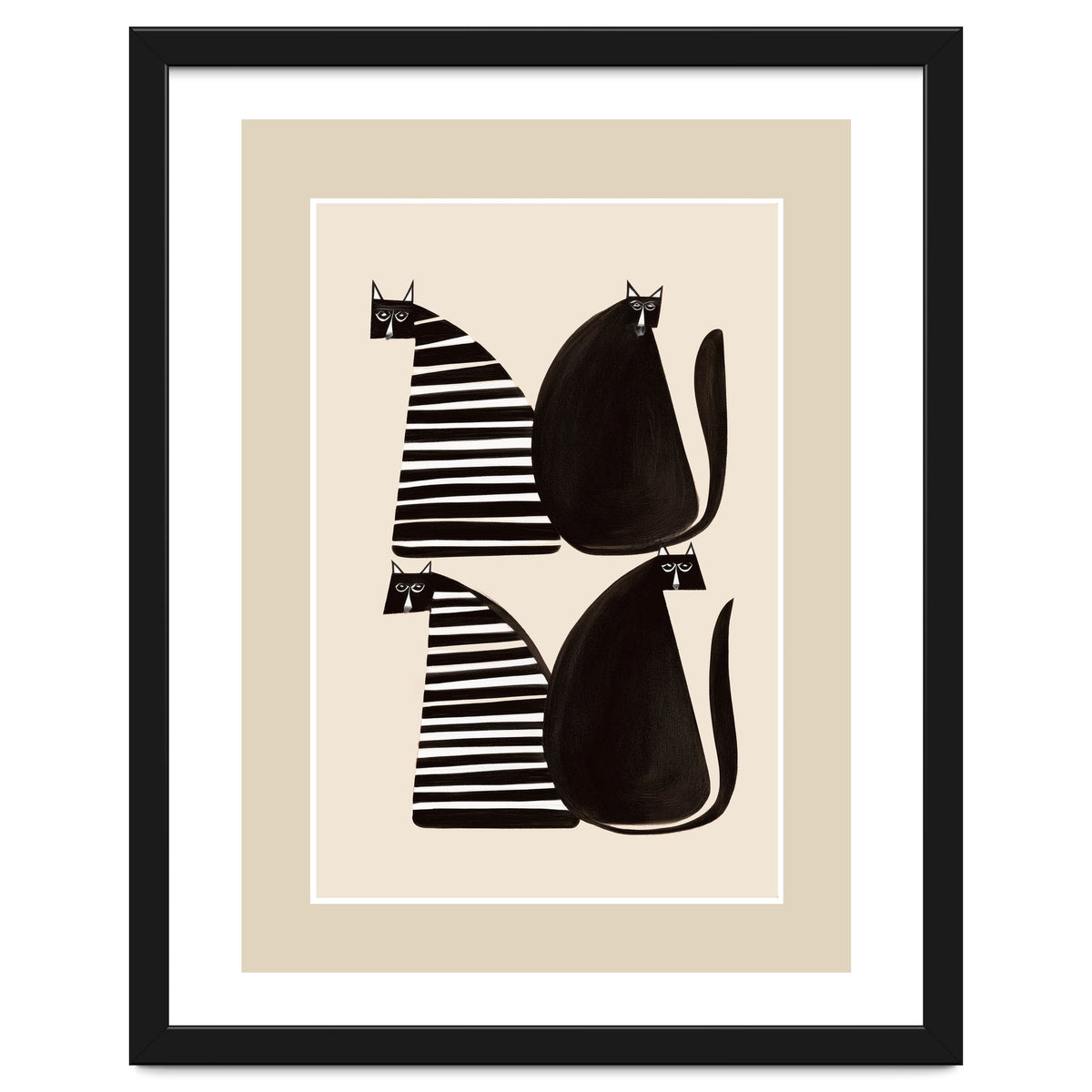 Minimalist Cats In Black And White