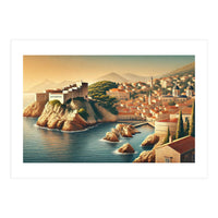 Vintage Croatia, Dubrovnik Coastal Poster (Print Only)