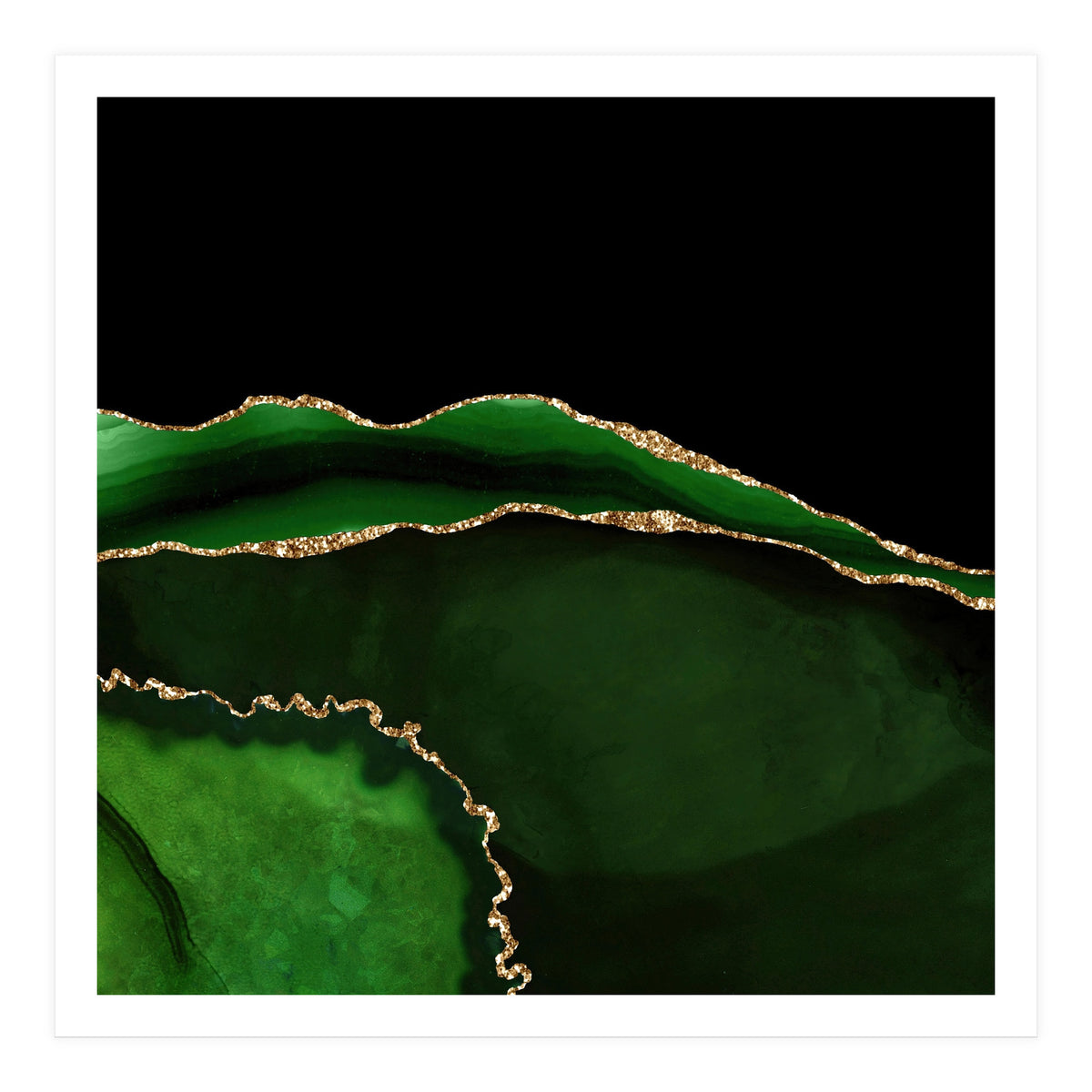 Green & Gold Agate Texture 05  (Print Only)