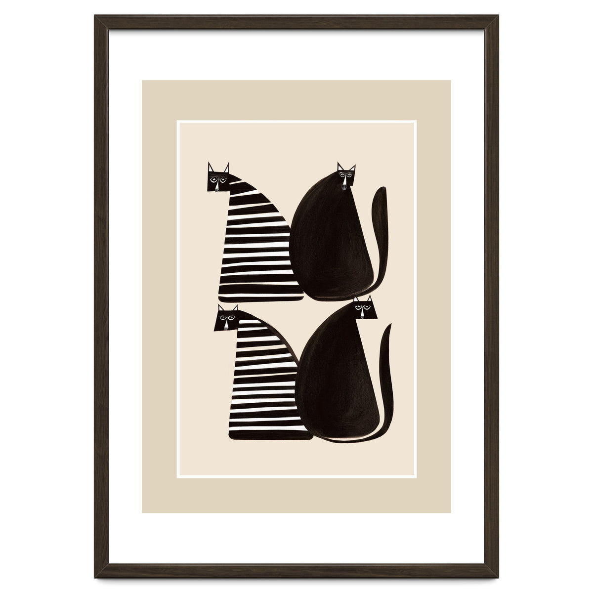 Minimalist Cats In Black And White