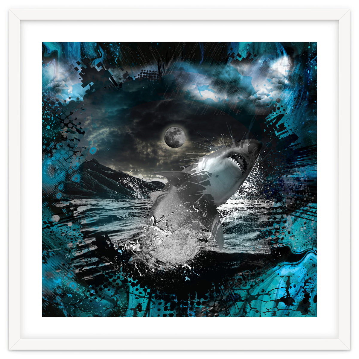 Shark Blue Moon Ocean Splash