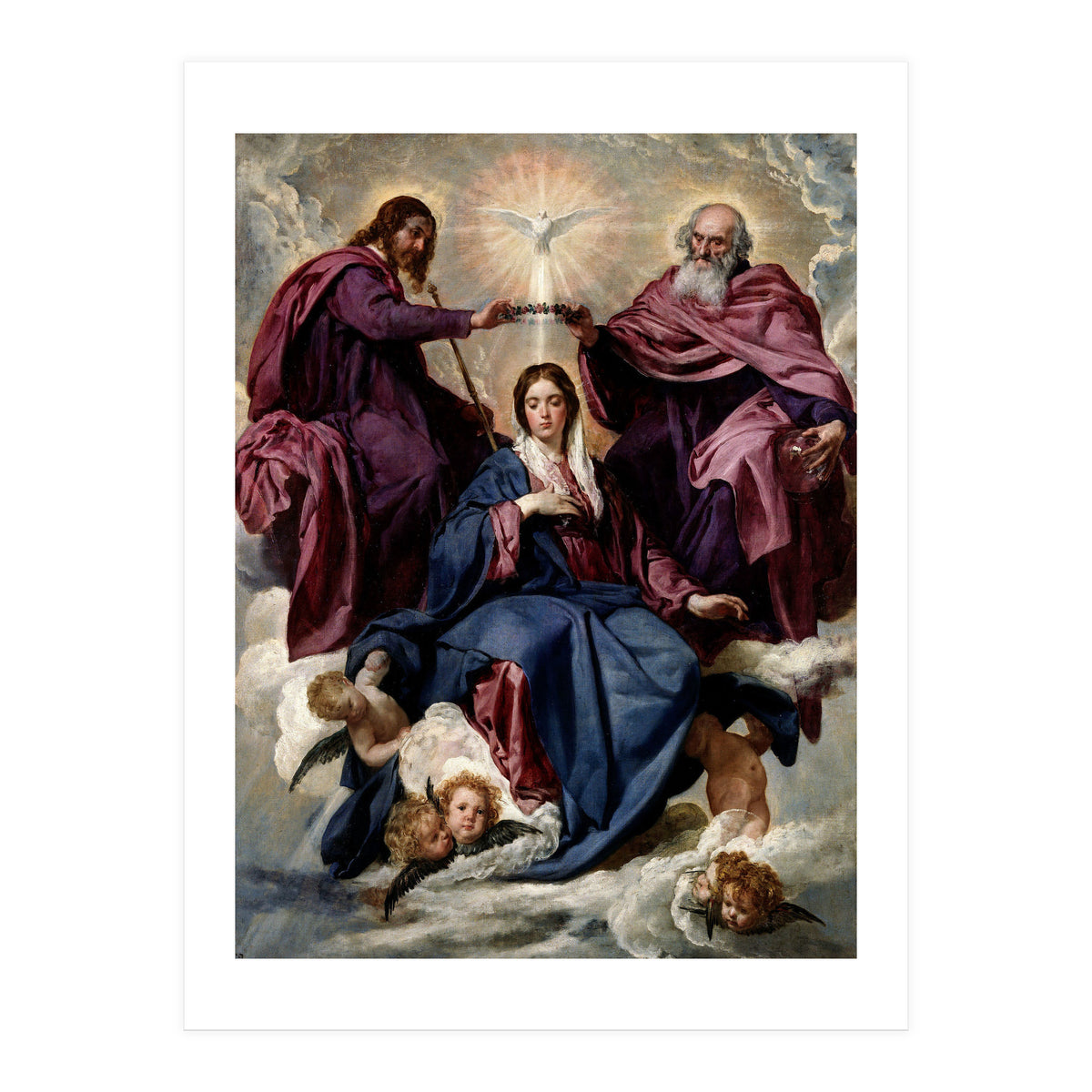 'The Coronation of the Virgin', ca. 1635, Spanish School, Oil on canvas, 176 cm x 124 cm, P01168. (Print Only)