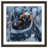 Penguin In Snow Falling Close Up Portrait thumbnail