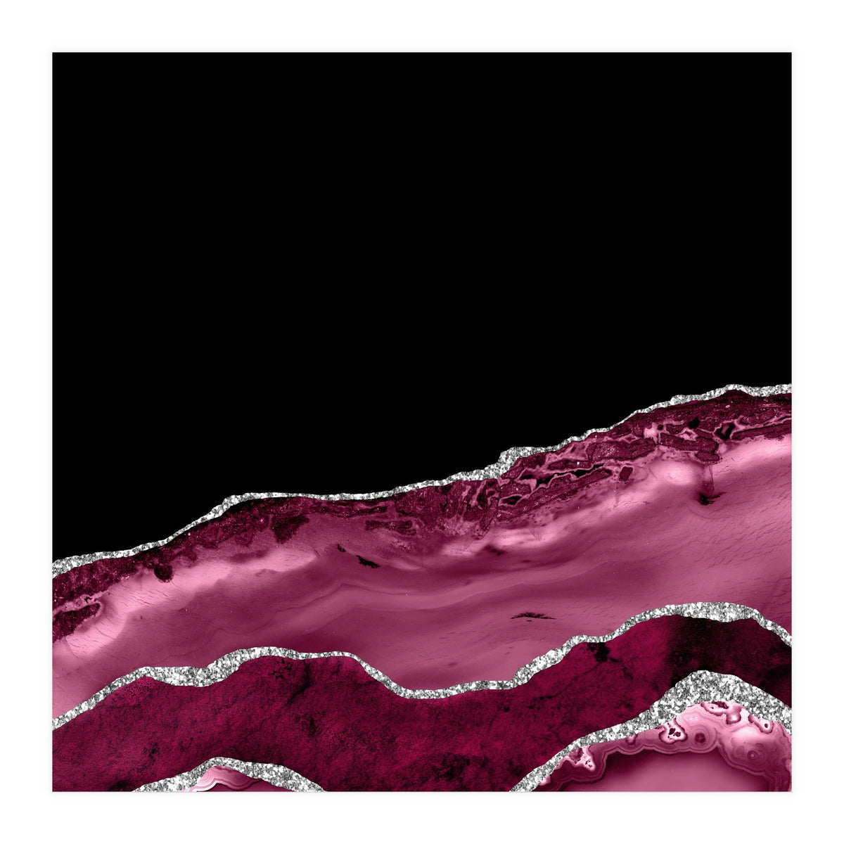 Burgundy & Silver Agate Texture 03 (Print Only)