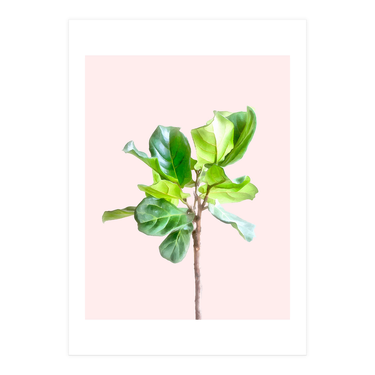 Intimate Energy, Blush Pastel Botanical Plant Minimal Painting, Pink Green Nature (Print Only)