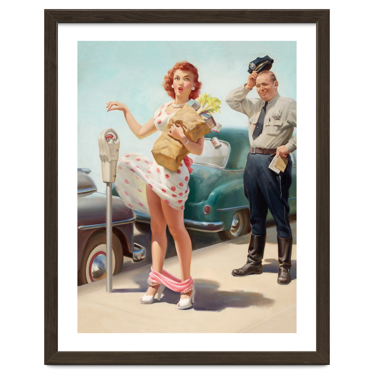 Sexy Pinup Shopping Girl And A Sudden Wind