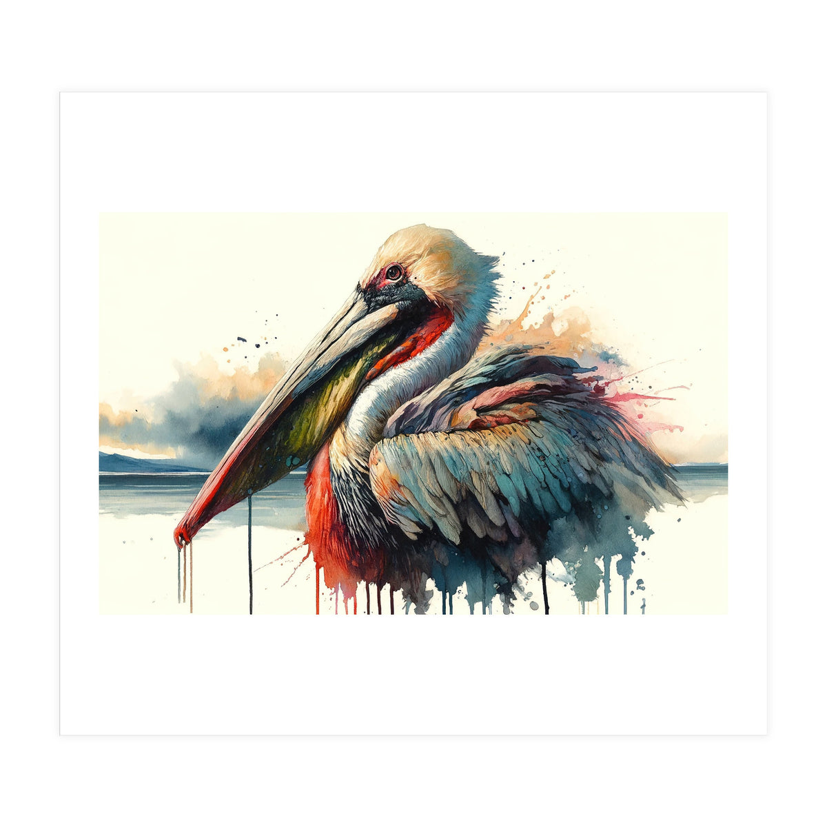 Coastal Pelican Portrait (Print Only)