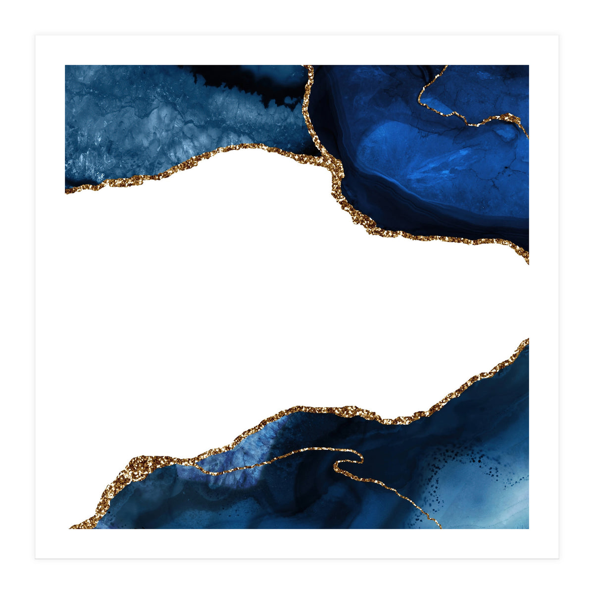 Navy & Gold Agate Texture 25  (Print Only)