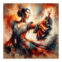 Majestic East Asian Flamenco Dancer (Print Only)