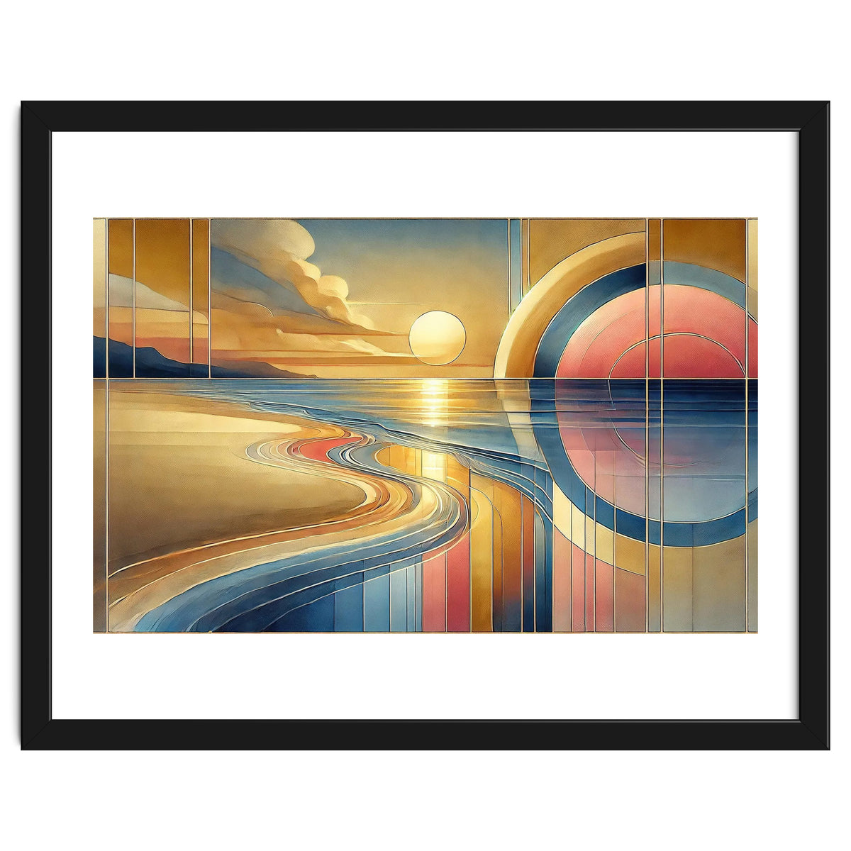 Sundown Serenity Scene In Art Deco
