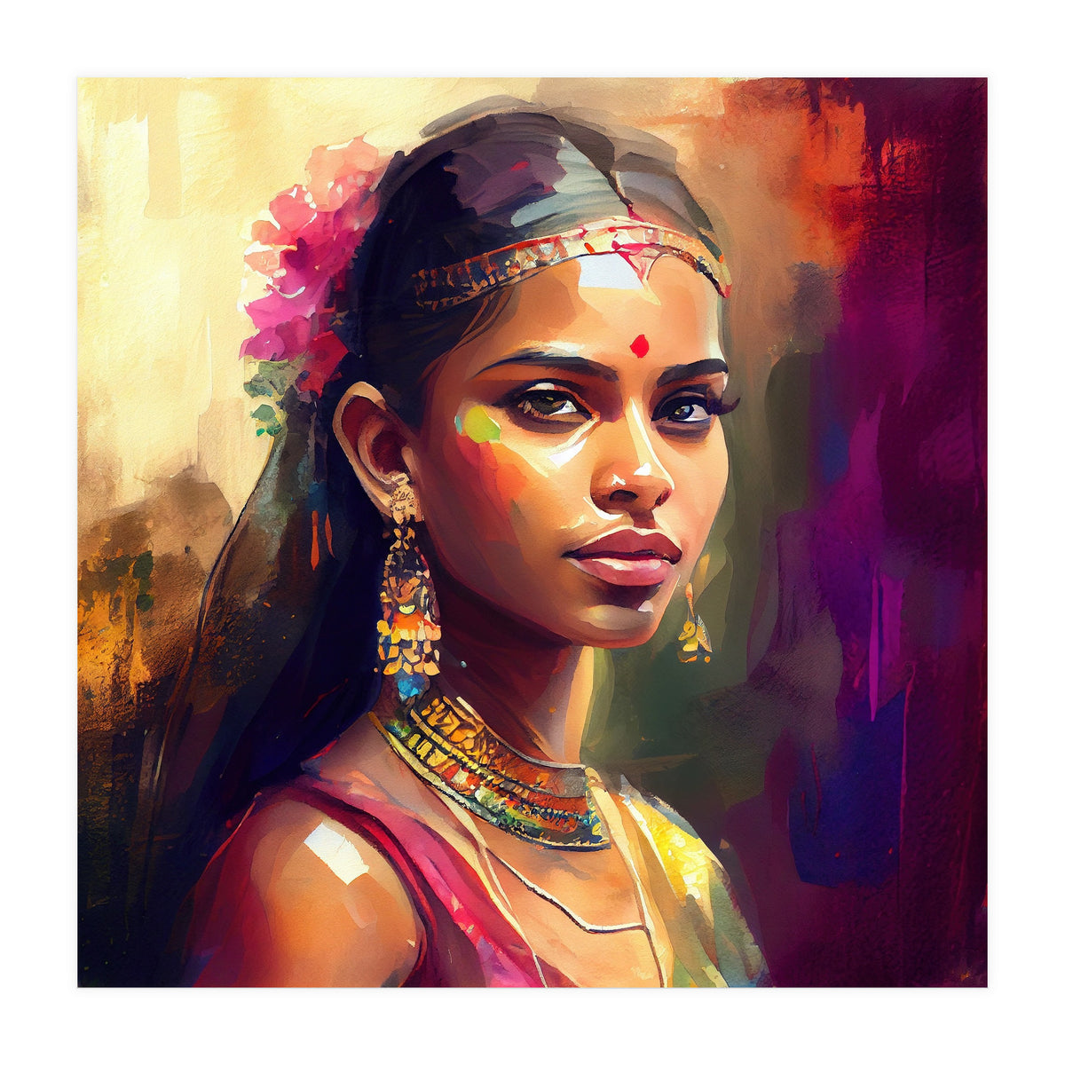 Golden Garland Sinhalese Portrait (Print Only)