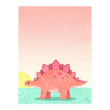 Stegosaurus Watercolor Art, Cute Dinosaur Nursery Print, Coral Dino Illustration (Print Only) thumbnail