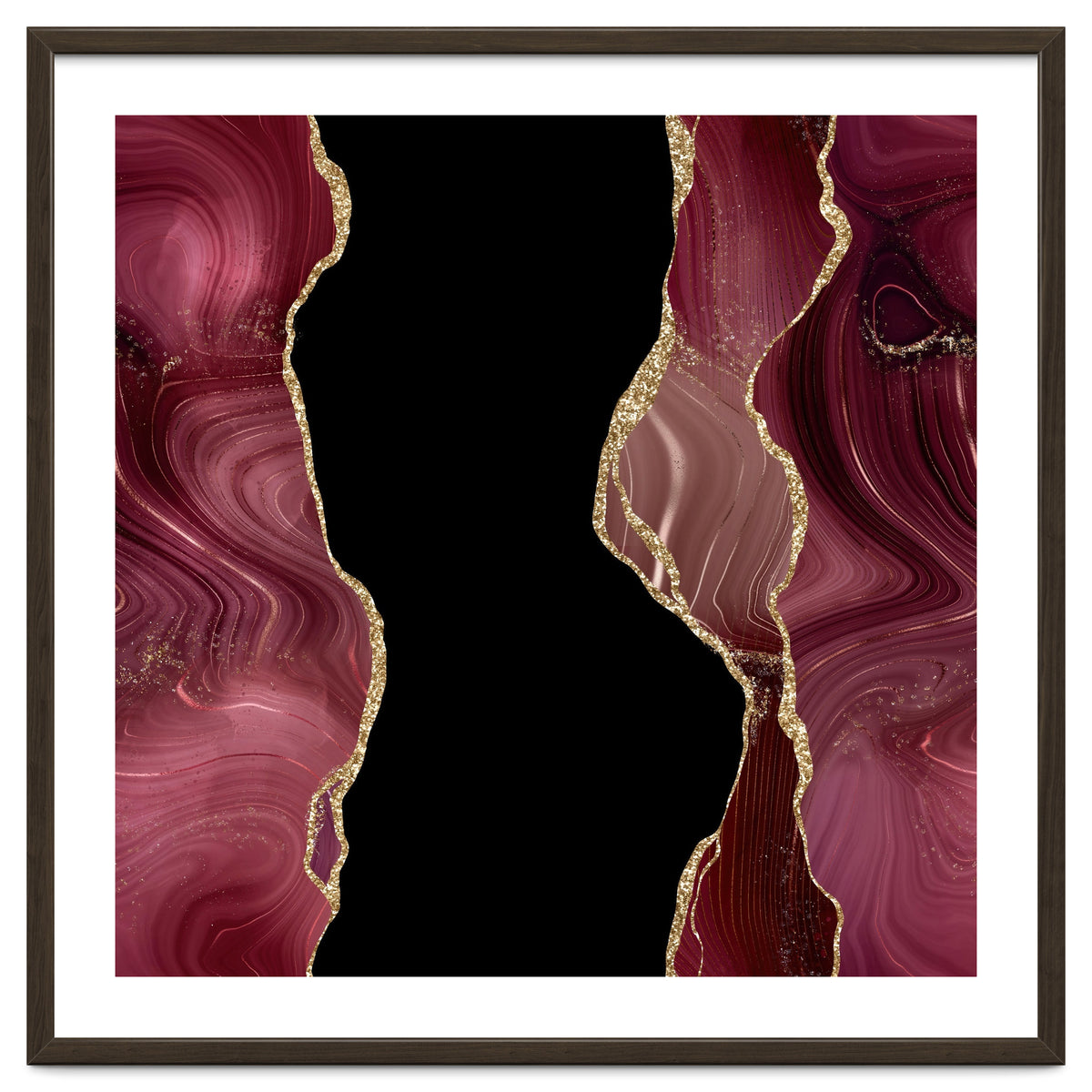 Burgundy & Gold Glitter Agate Texture 02