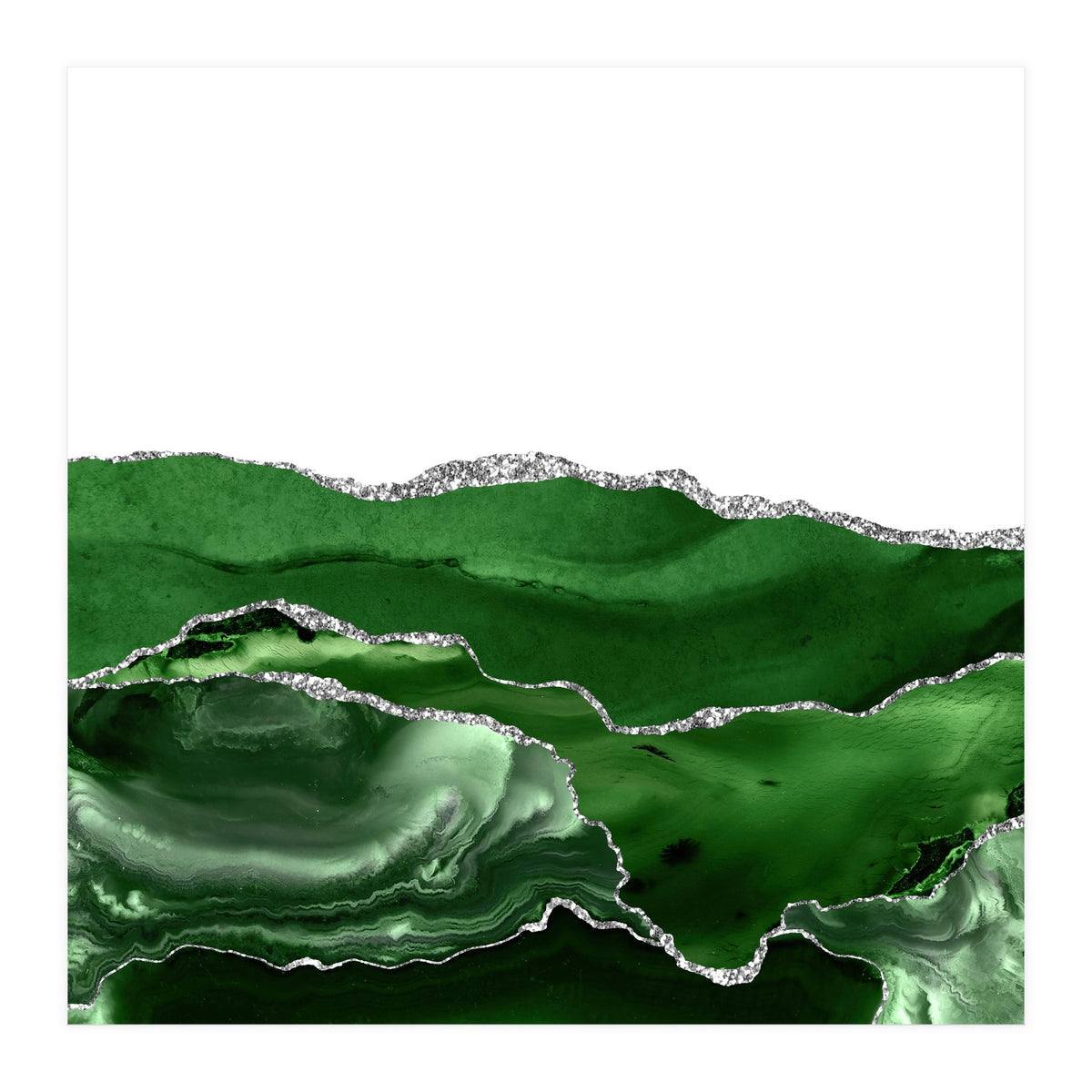 Green & Silver Agate Texture 07 (Print Only)