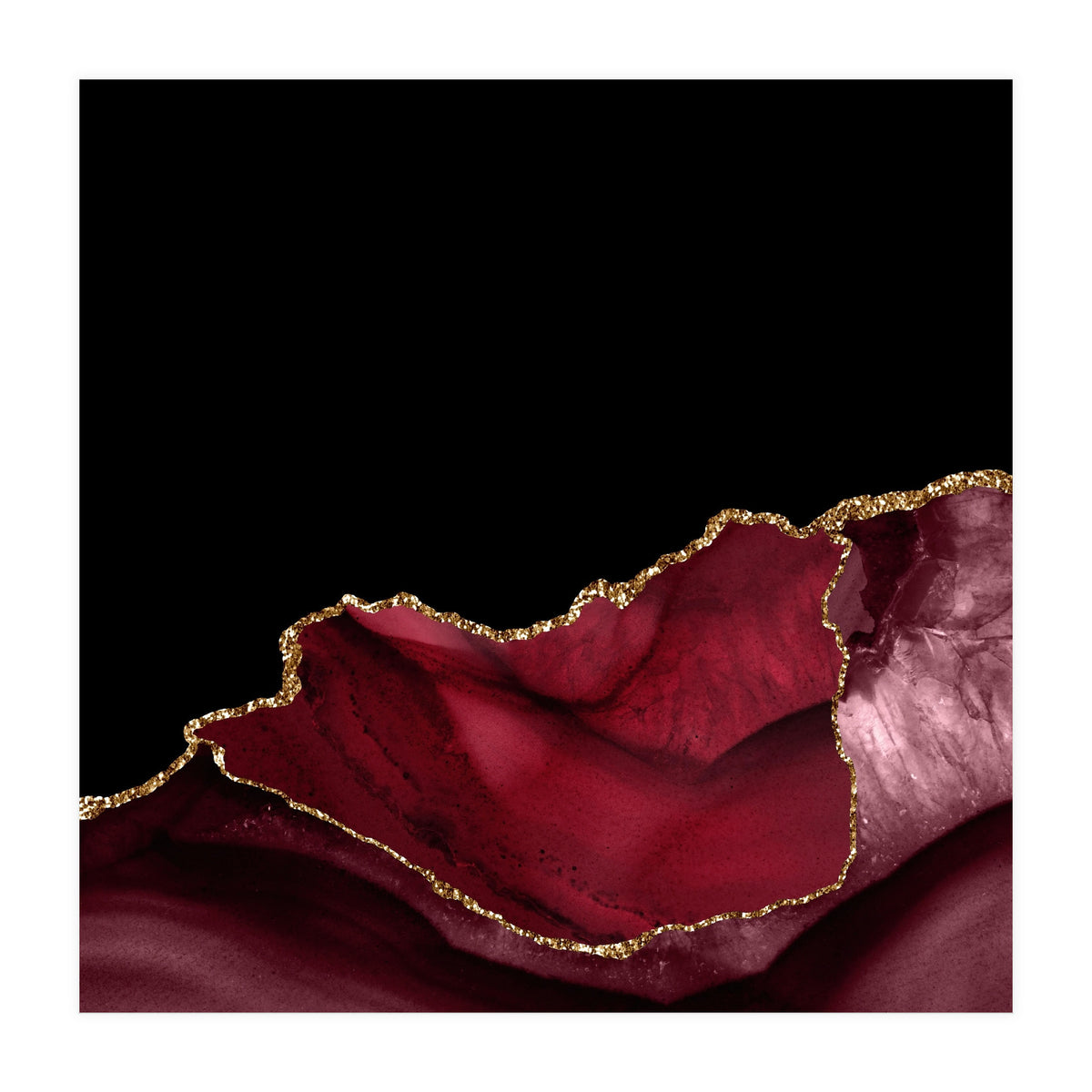 Burgundy & Gold Agate Texture 06  (Print Only)