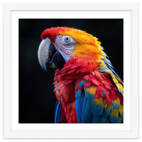 Scarlet Macaw Parrot Vibrant Plumage Close Up