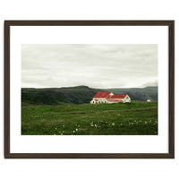 Red roof house in the greenfield - Iceland