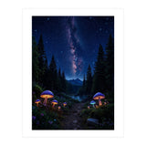Enchanted Midnight Forest: Glowing Mushrooms and Milky Way (Print Only) thumbnail