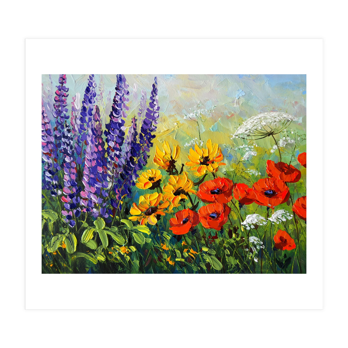 Radiant Summer Wildflower Meadow Oil Painting (Print Only)