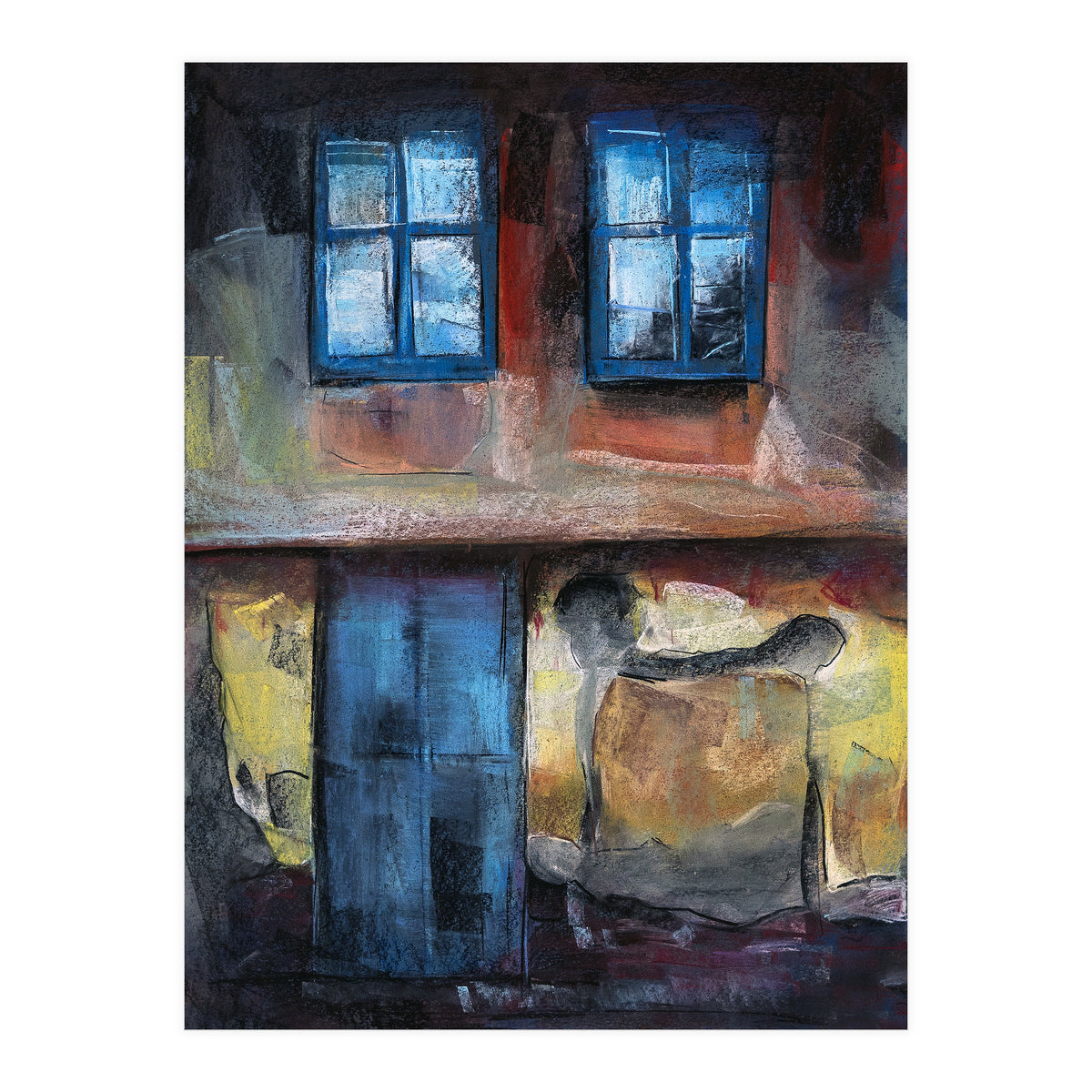 Pastel impression of an old house facade (Print Only)
