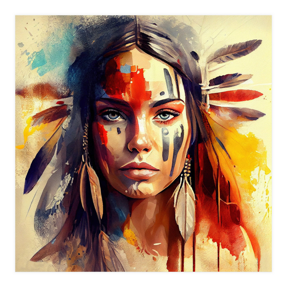 Powerful American Native Woman #3 (Print Only)