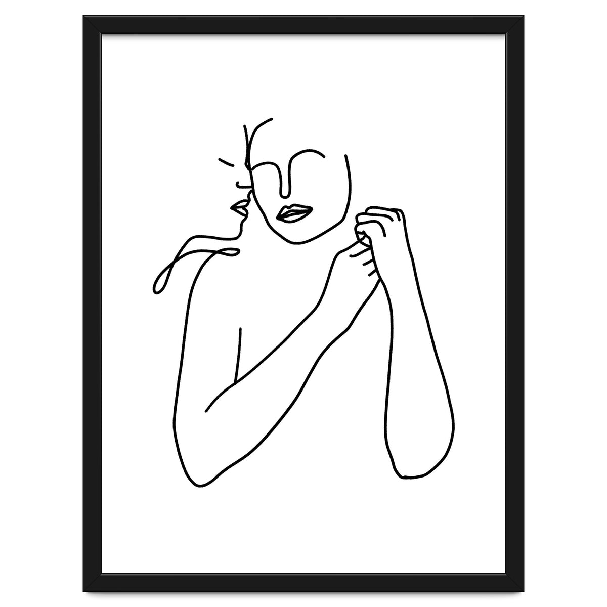 Eternally Connected, Abstract Line Art Love, Sketch Drawing Minimal, Eclectic Human Couple Connection Minimalism Concept