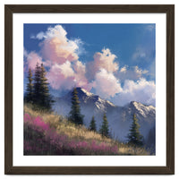 Alpine Summer Meadow with Vibrant Wildflowers and Snow