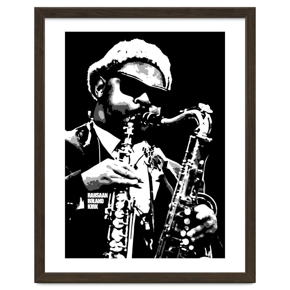 Rahsaan Roland Kirk American Jazz Multi-Instrumentalist in Grayscale 2