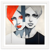 CHIC, Fashion in it's simplist form, two chic women head and shoulders portrait. thumbnail