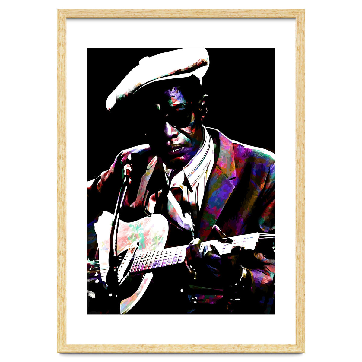 Lightnin' Hopkins American Country Blues Musician legend Colorful Art