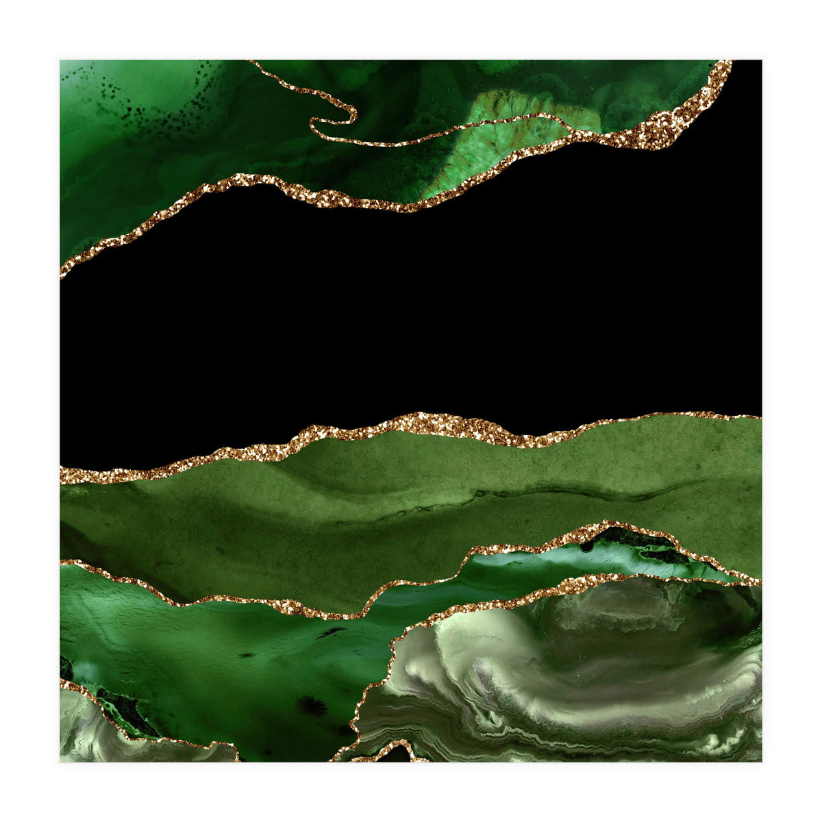 Green & Gold Agate Texture 16 (Print Only)