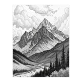 Majestic Alpine Mountain Range Sketch (Print Only) thumbnail