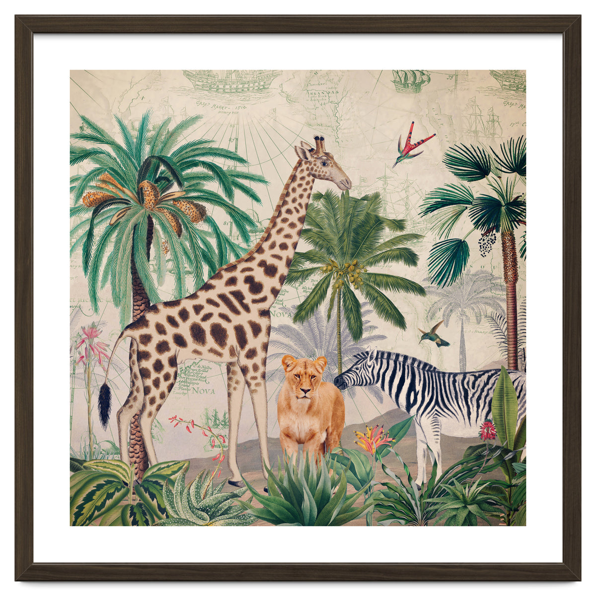 Vintage Fantasy African Animals Safari
