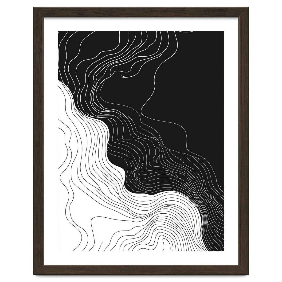 Abstract Black And White Wavy Lines Flowing