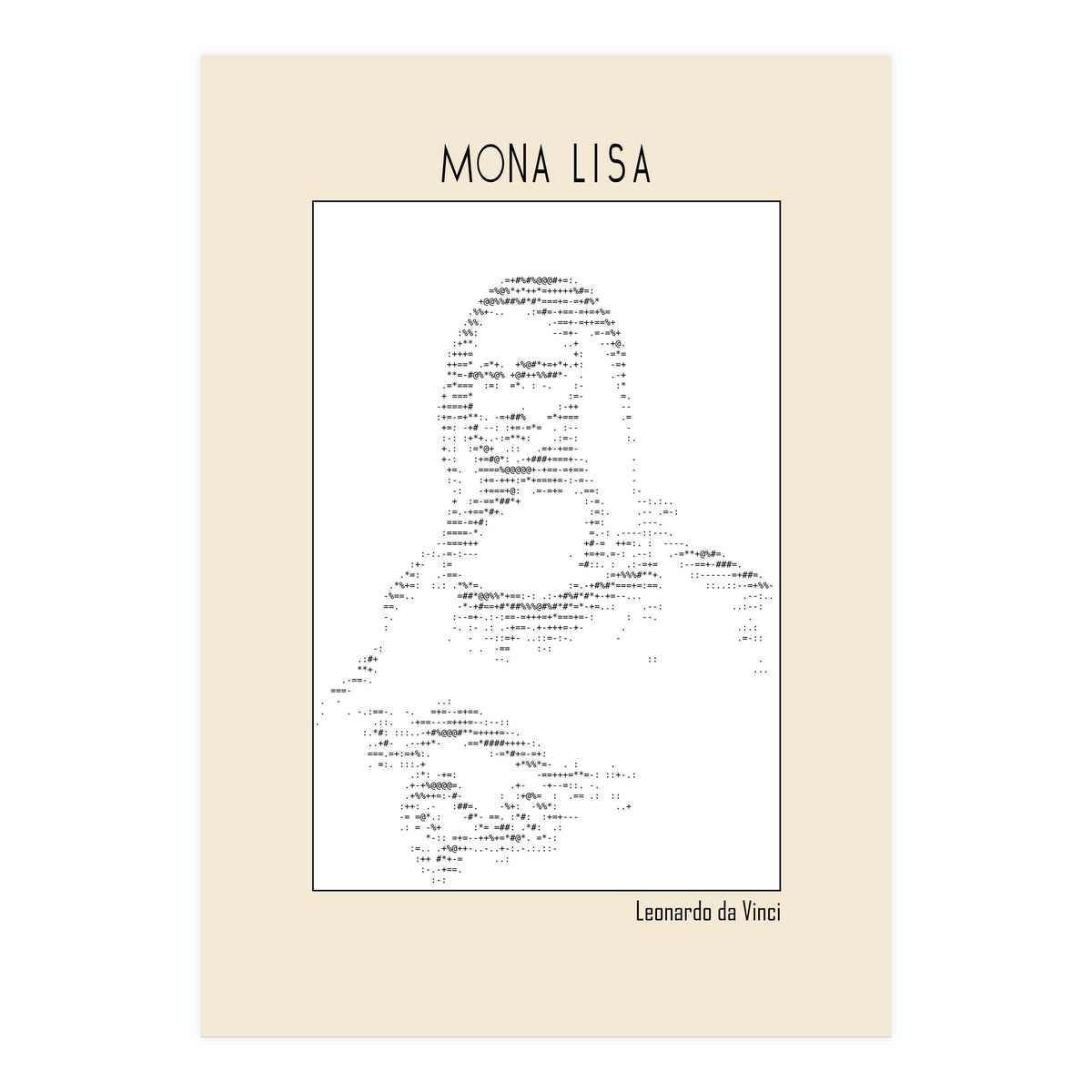 Mona Lisa – Leonardo Da Vinci Ascii Art (Print Only)