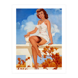 Beautiful Pinup Girl Posing On A Fence (Print Only) thumbnail