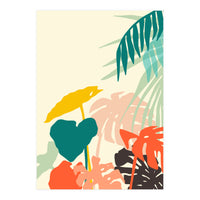 Tropical Nature, Botanical Pastel Jungle Plants Illustration, Minimal Bohemian Palm Monstera Forest (Print Only)