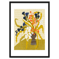 Floral Contemporary Still Life Mustard Yellow