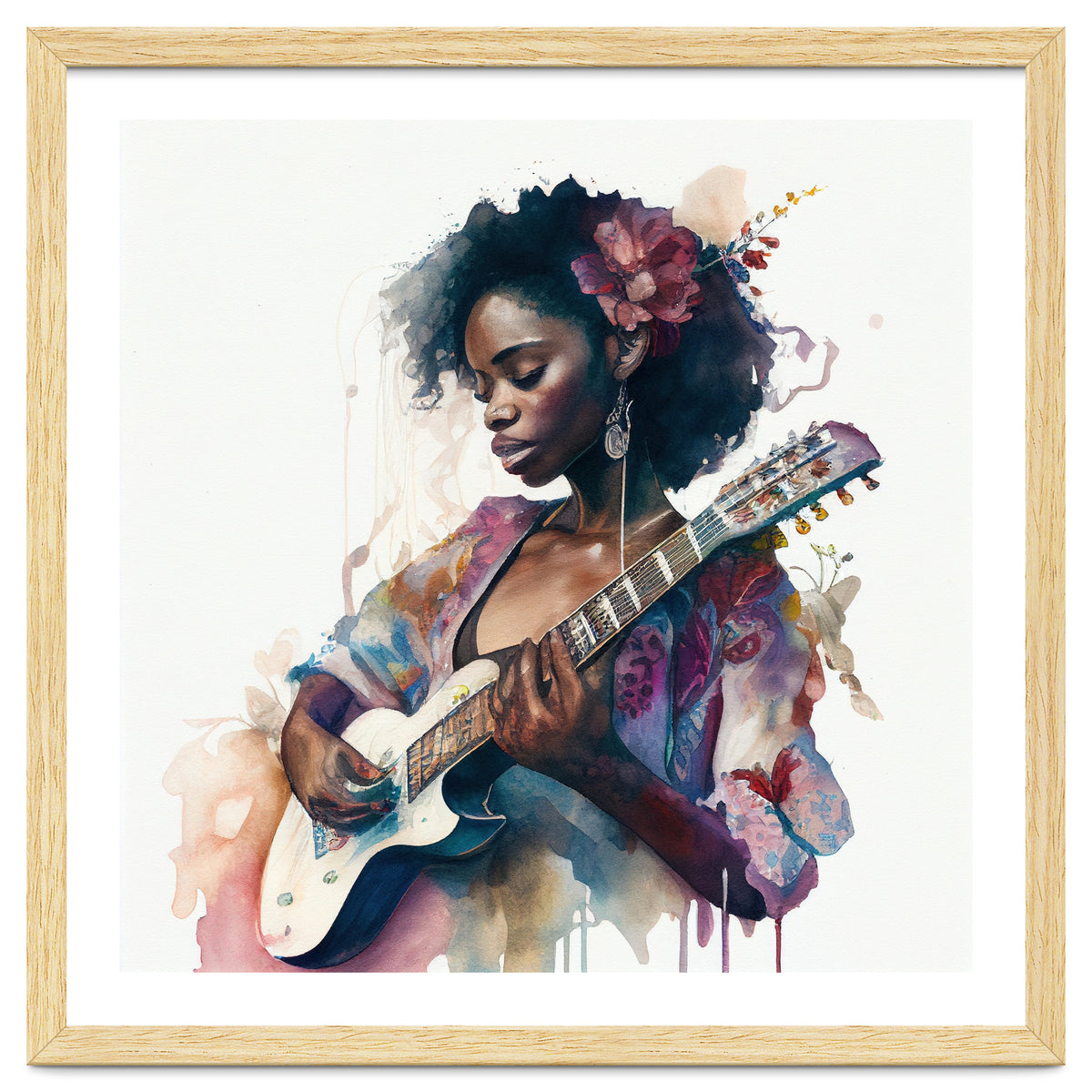 Watercolor Musician Woman #2