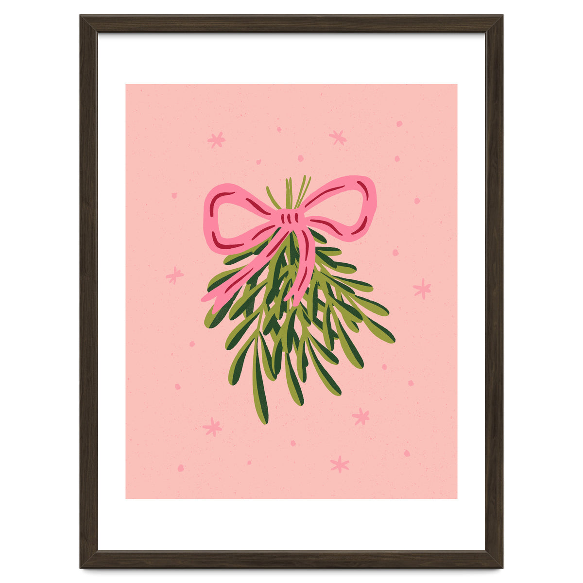 Mistletoe And Pink Bow